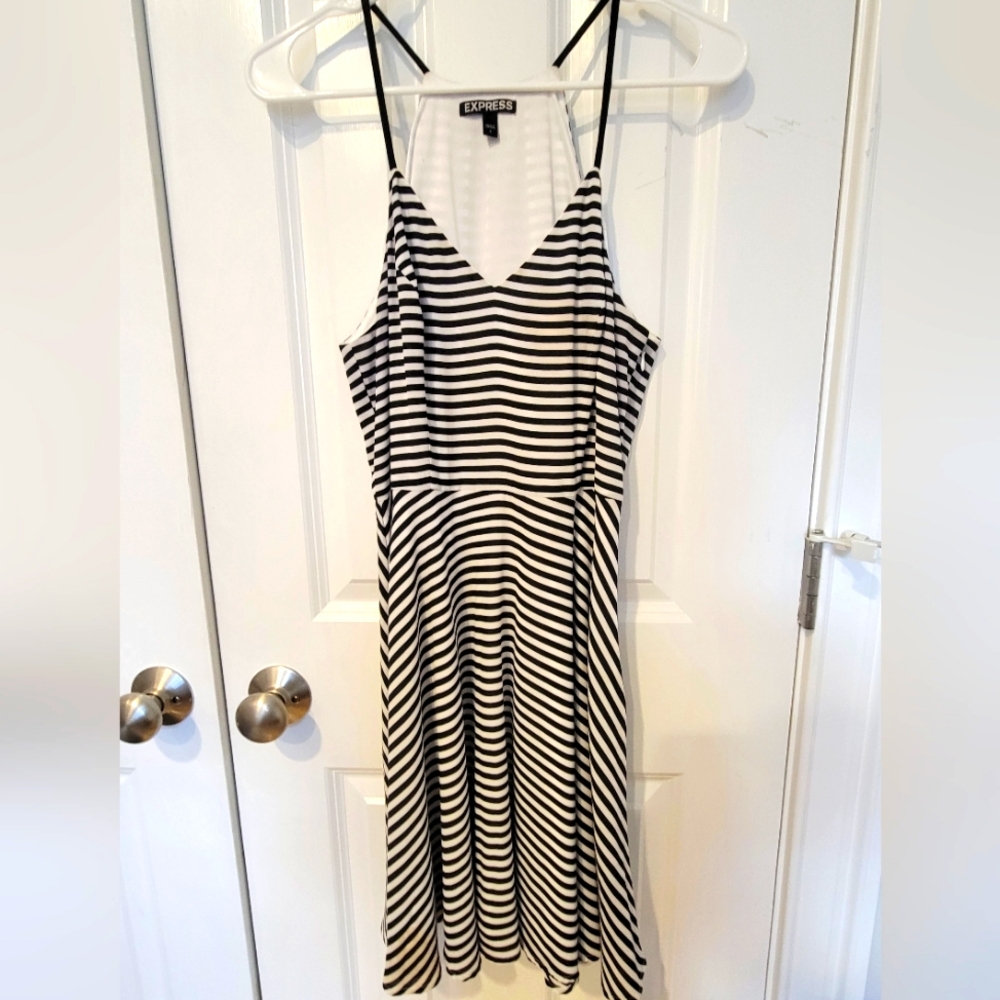 Black and white striped mini dress, size small